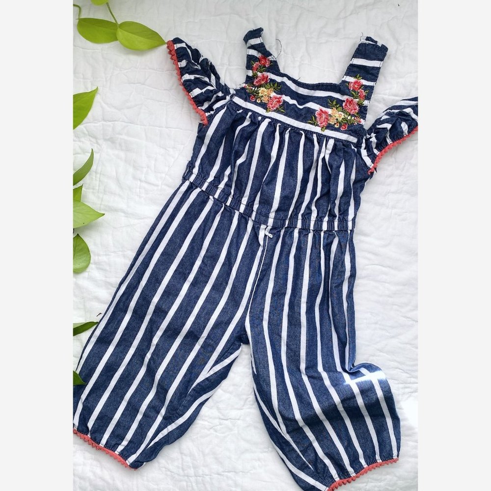 Little Lass Striped Jumpsuit Girls Sz 4